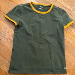 ARITZIA TNA  Dark Green Tee with Yellow Accents Hold-it™ Roam T-Shirt